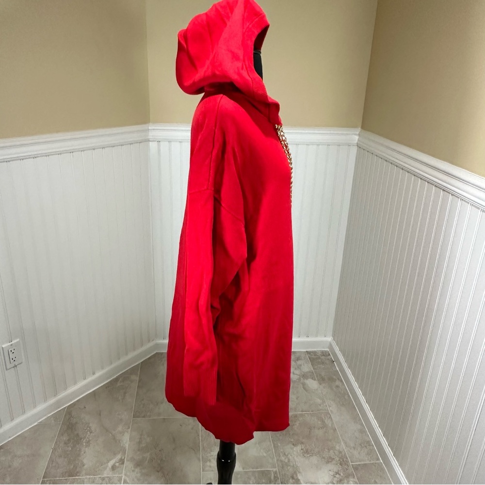 Michael Kors Red sweater dress with hood, size Large - Picture 5 of 16
